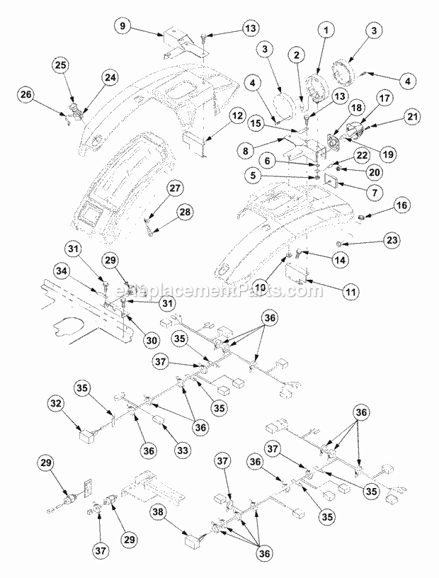Electrical System (Part 3) Diagram and Parts List for 7532 54AF44G-710, 54AH44G-710, 54AN44G-710 Cub Cadet Lawn Tractor